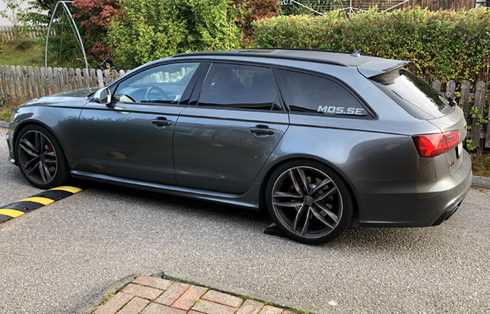 Grå metallic Audi RS6 Avant Quattro stulen i Haninge söder om Stockholm